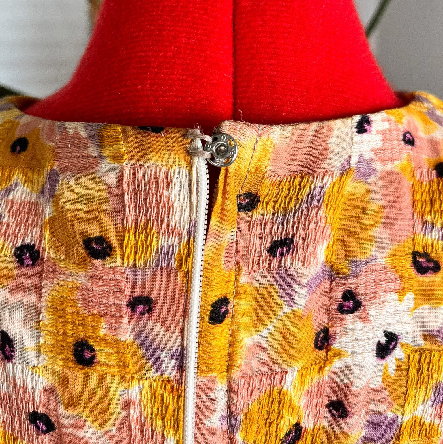 60s Pink and Mustard Floral Dress