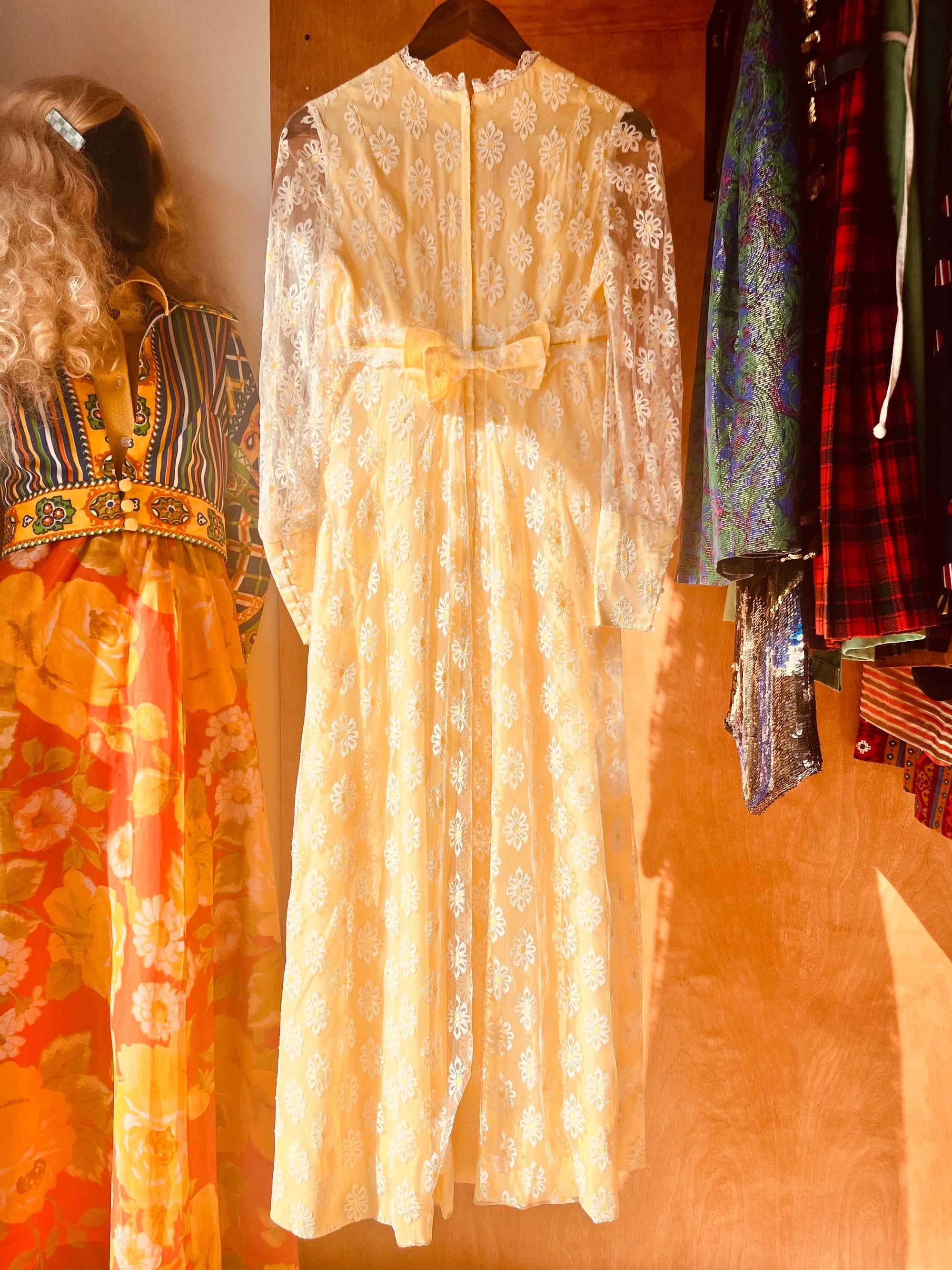 60s/70s Yellow/White Daisy Maxi Dress