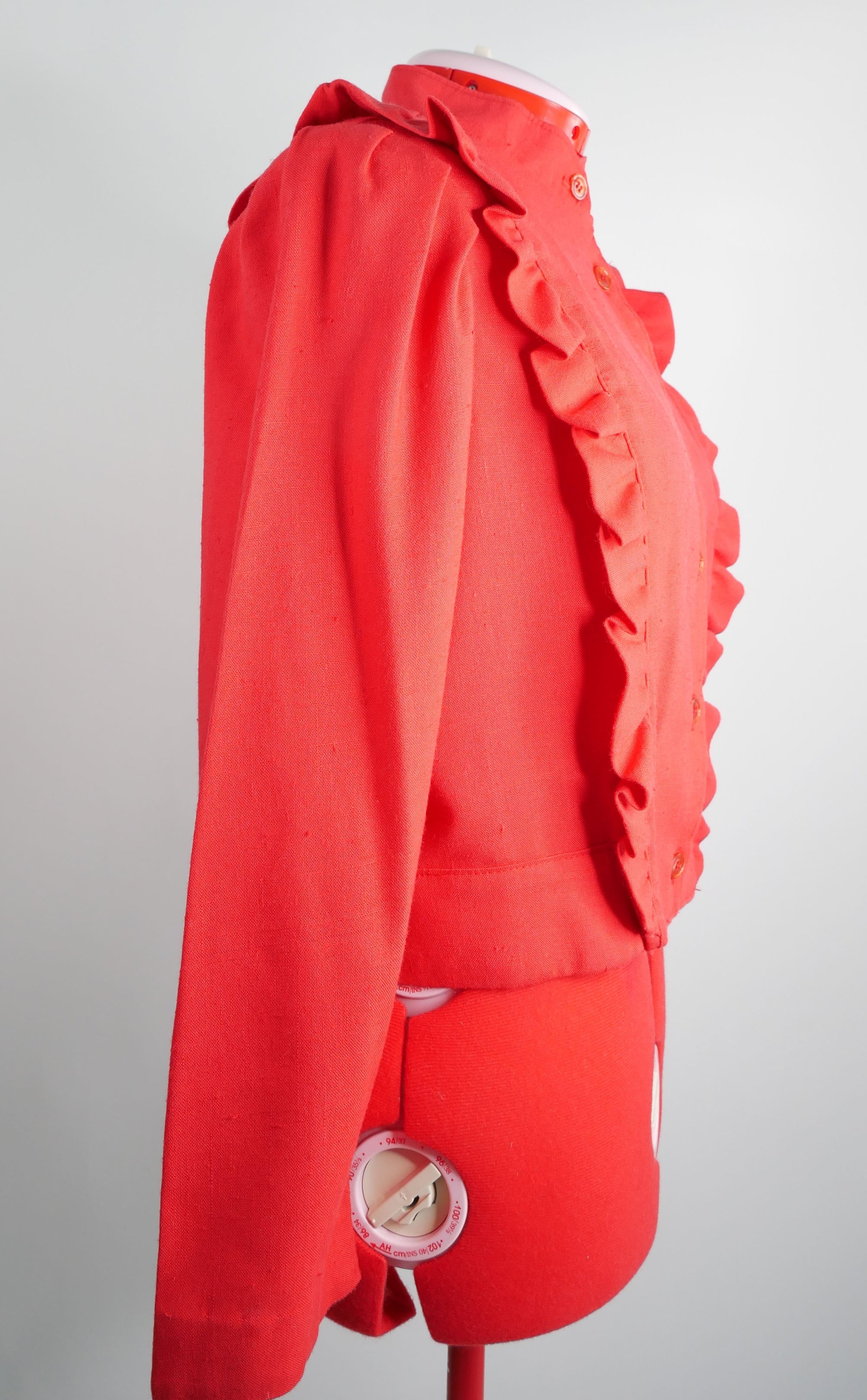 Red Ruffle Button Down