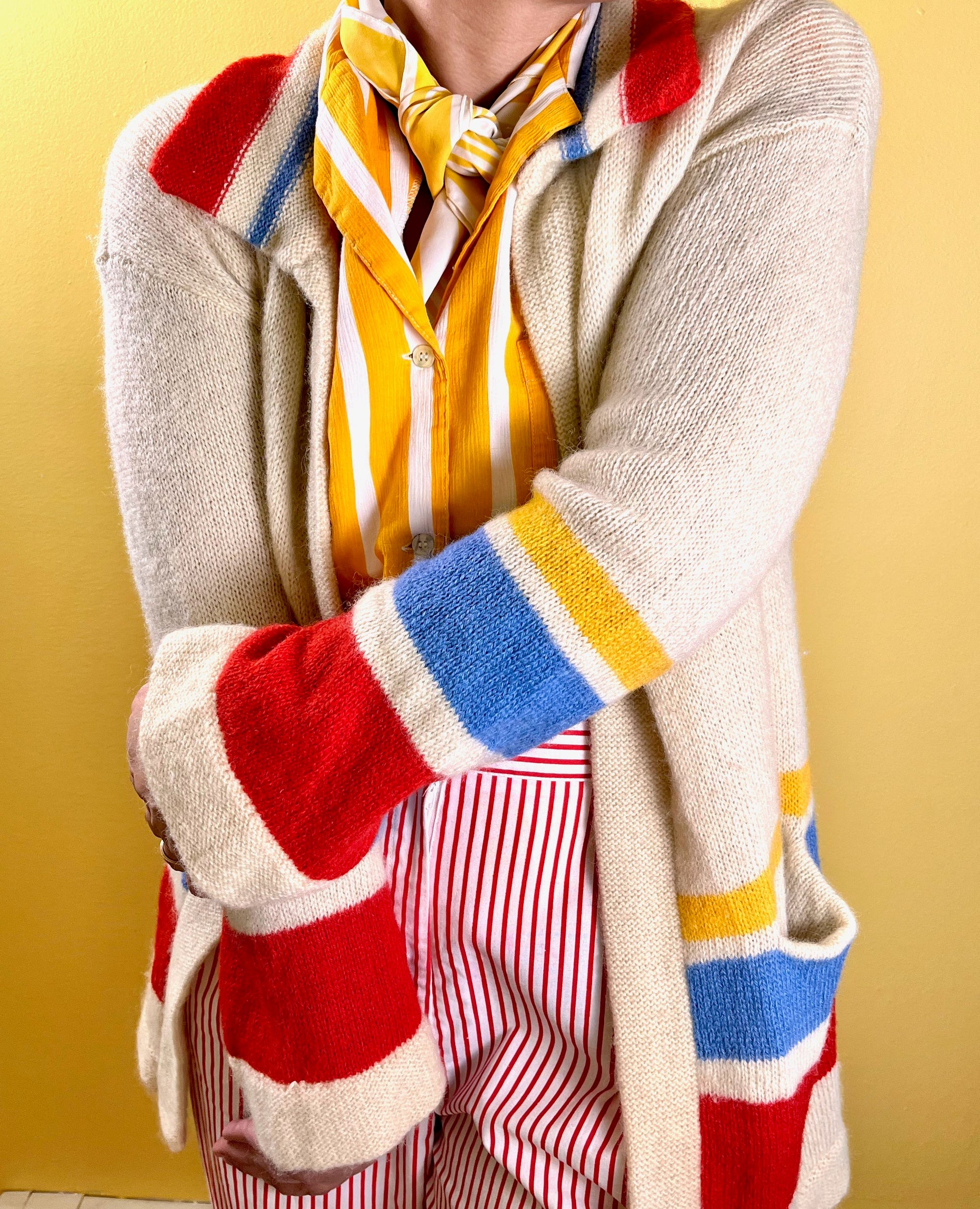 Striped Open Cardigan