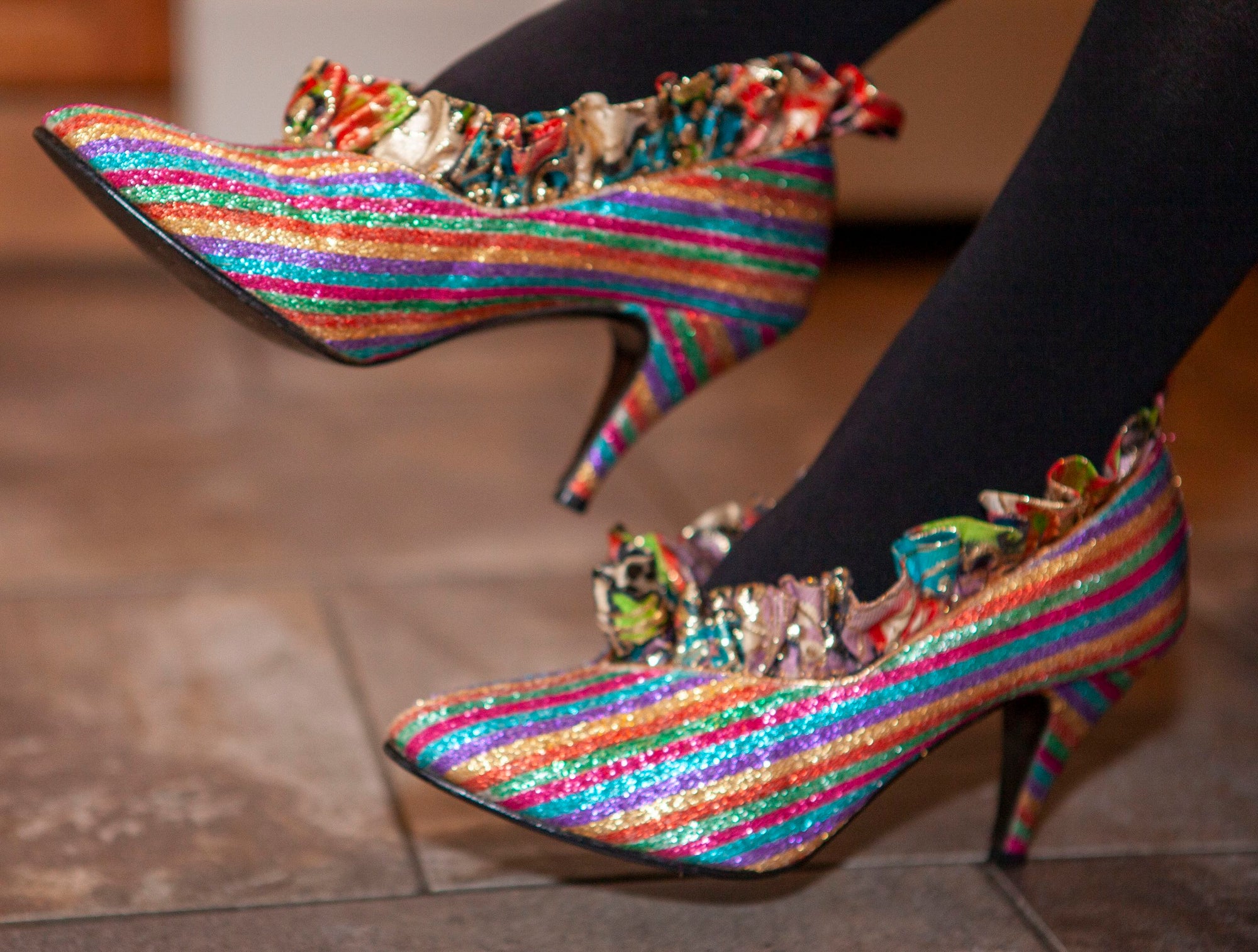 Rainbow Striped Heels