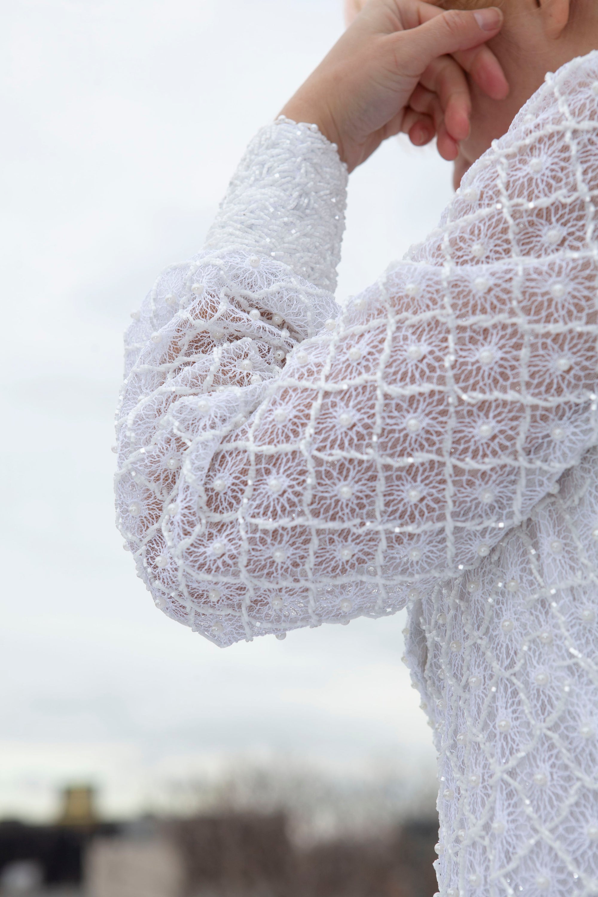 White Beaded Mini Dress