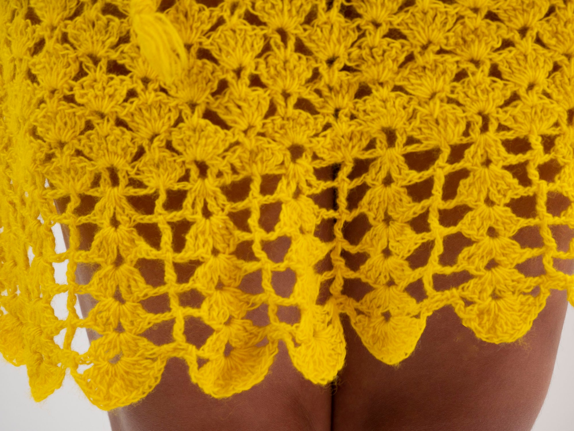 60s Yellow Crochet Dress