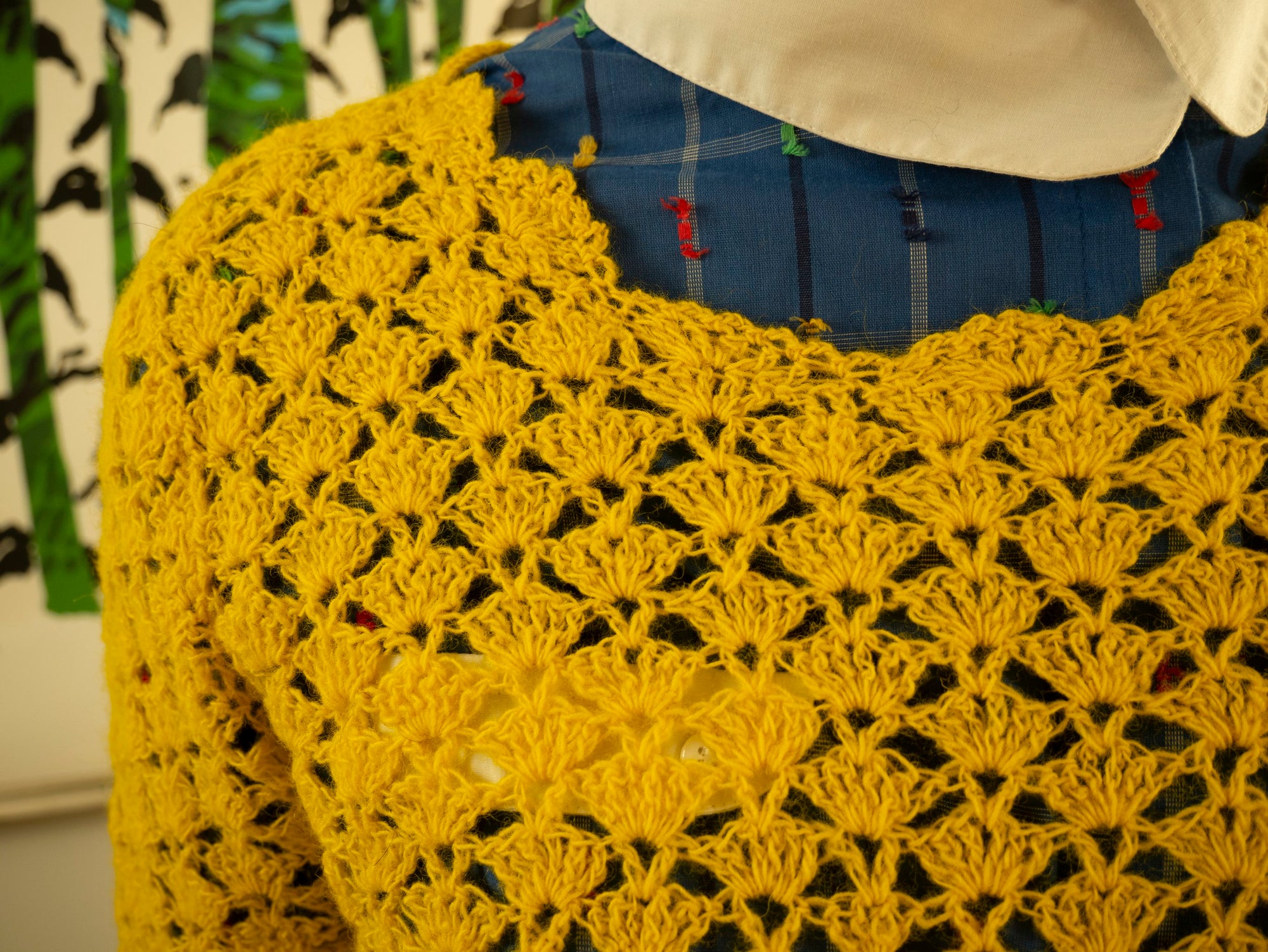 60s Yellow Crochet Dress