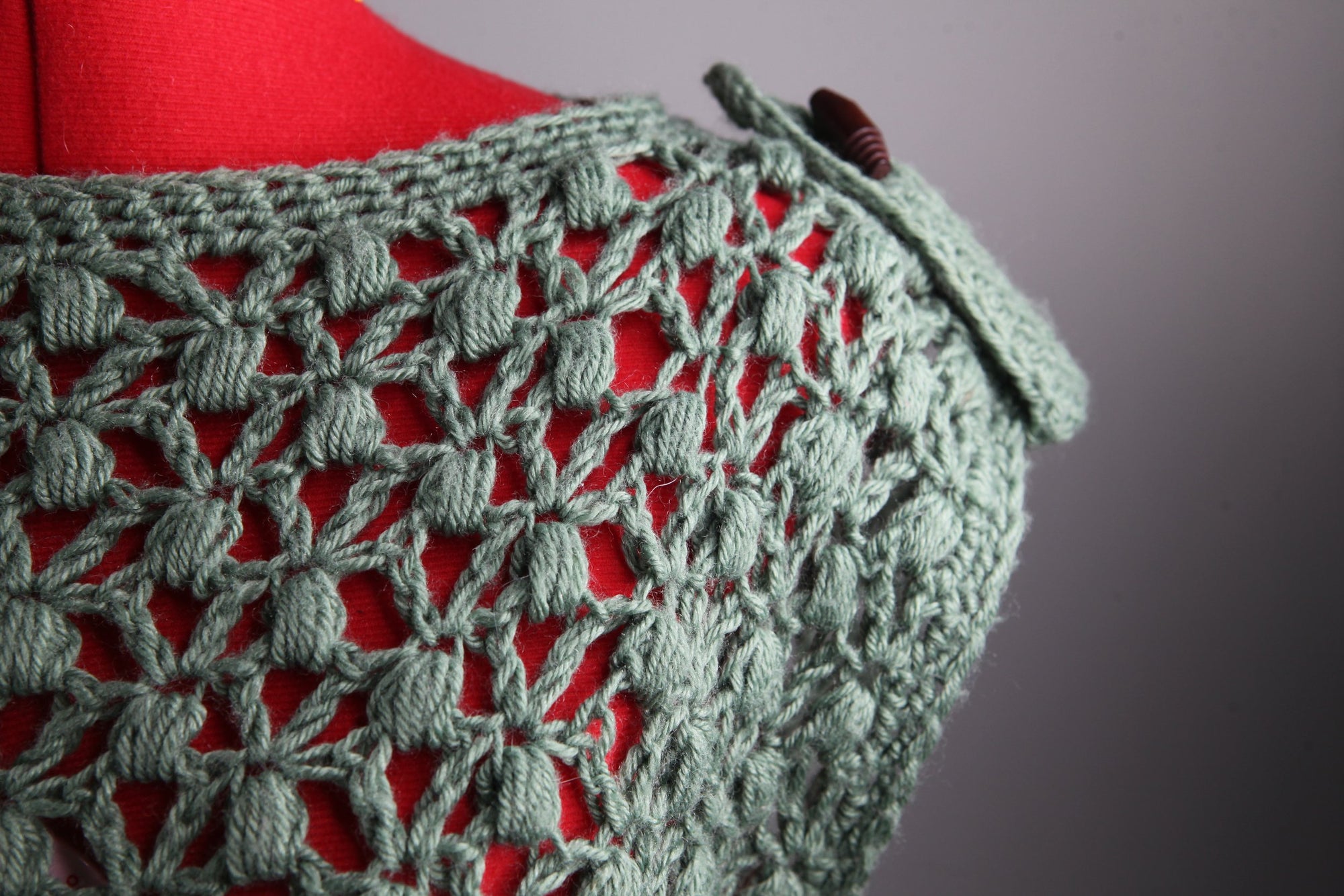 Green Crochet  Wool Vest