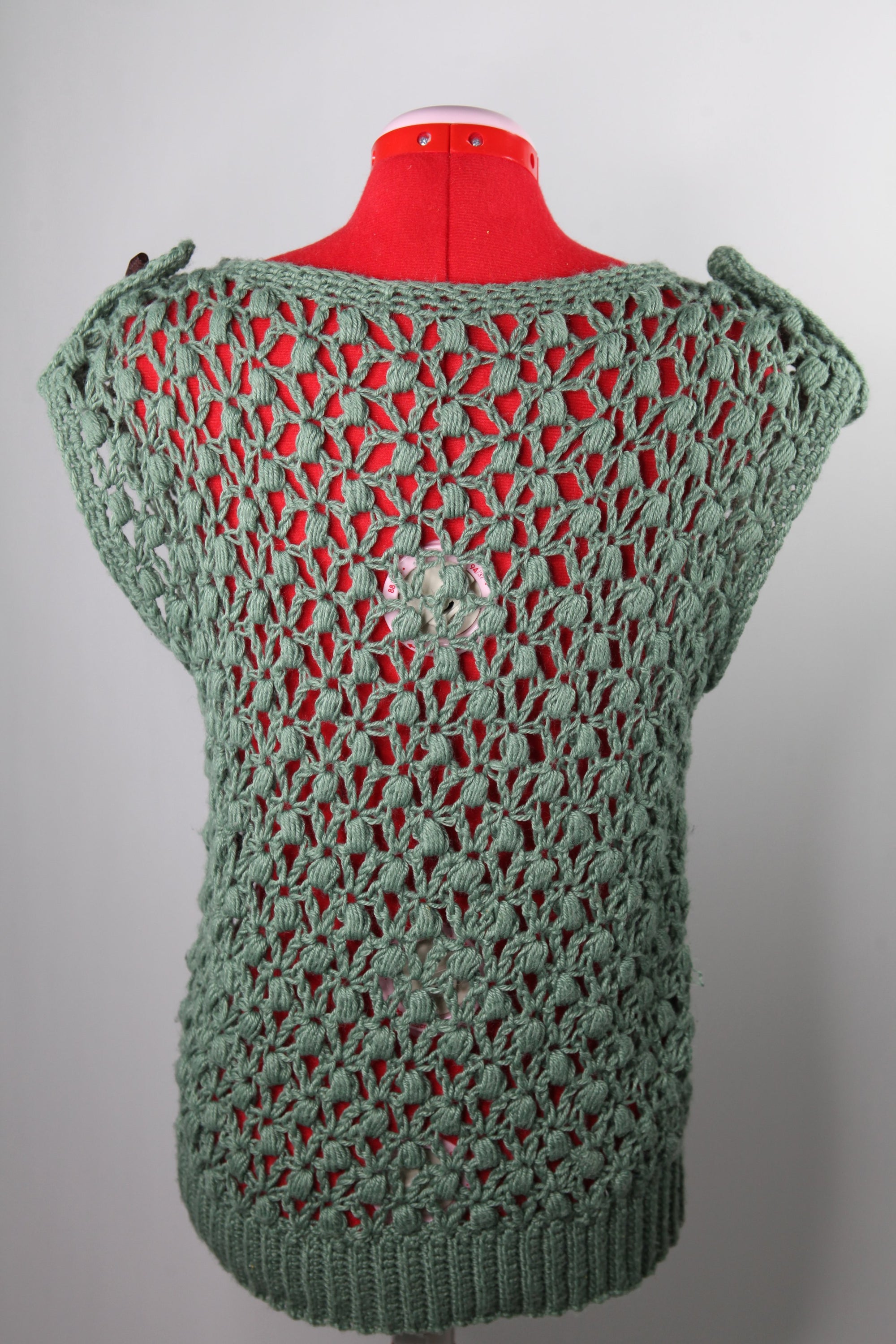 Green Crochet  Wool Vest